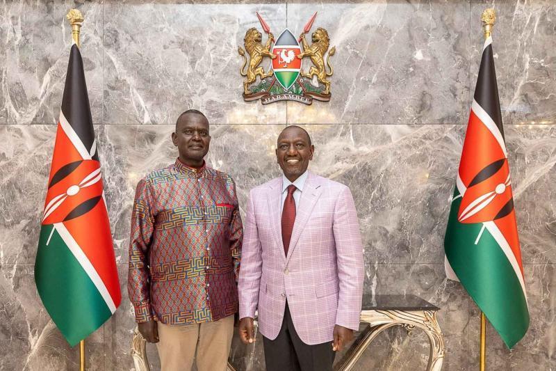 File image of President William Ruto and Samuel Poghisio.